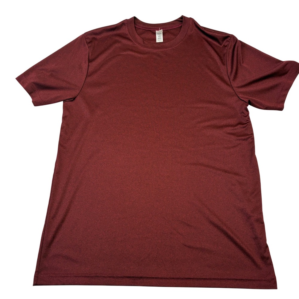 Alo Yoga T-Shirt Mens Large Burgundy Heathered Performance Short Sleeve Workout